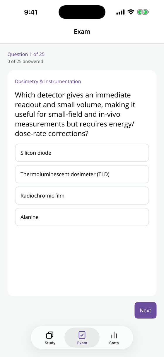 A timed practice exam question in progress